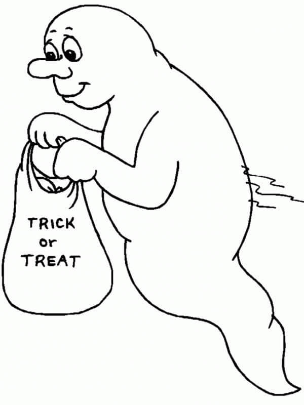 Dibujo de Fantasma Jugando Truco o Trato para Colorear