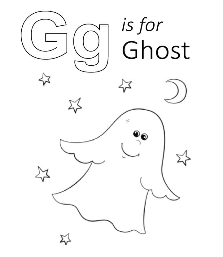 Dibujo de G Es para el Fantasma Sonriente para Colorear