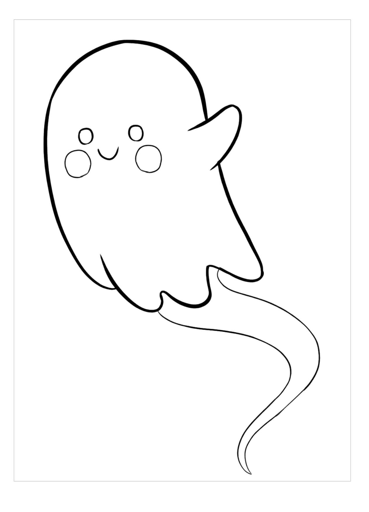 Dibujo de Lindo Fantasma Volando para Colorear