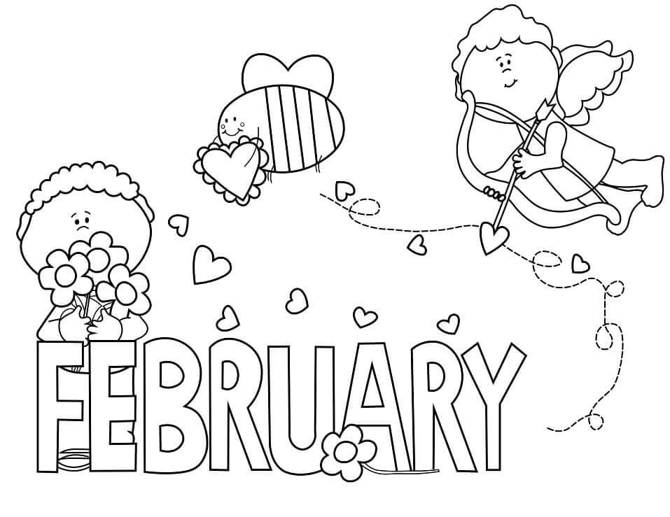 Dibujo de Adorable Febrero para Colorear