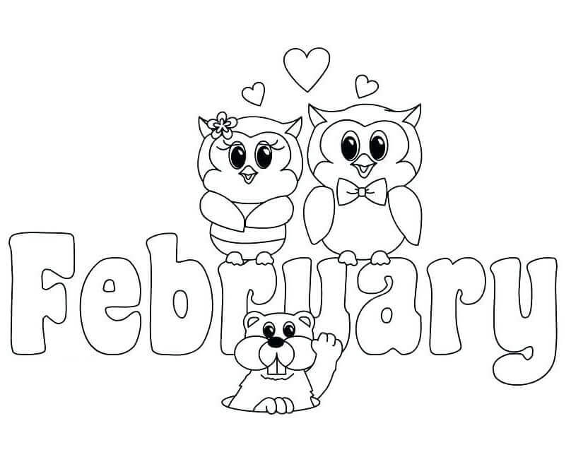 Dibujo de Precioso Febrero para Colorear
