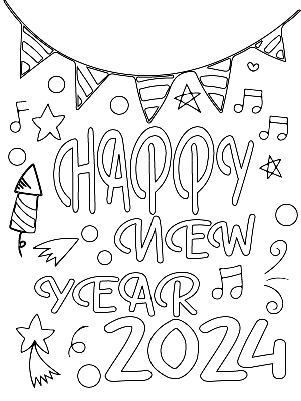 Dibujo de 2024 Celebration Free Coloring Page para Colorear