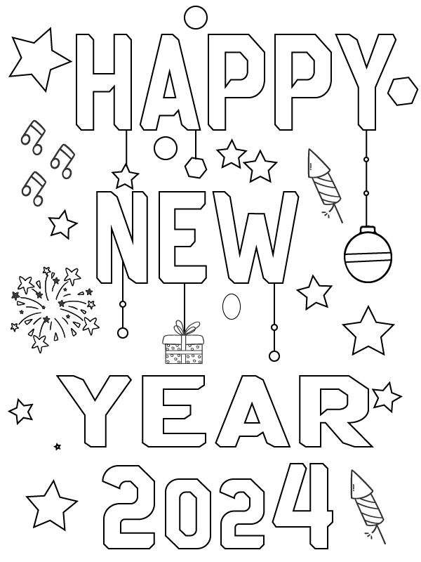 Dibujo de Colorful Start Free 2024 Coloring Page para Colorear