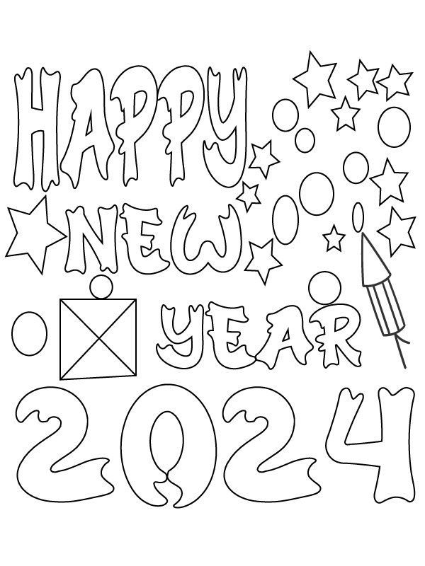 Dibujo de Festive 2024 Free Coloring Page para Colorear