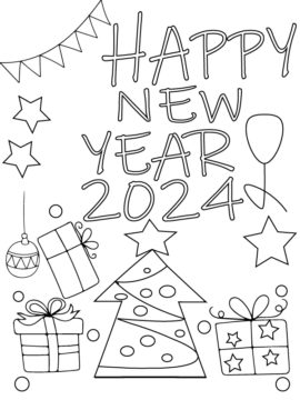 Dibujo de Free New Year Printable Coloring Page para Colorear