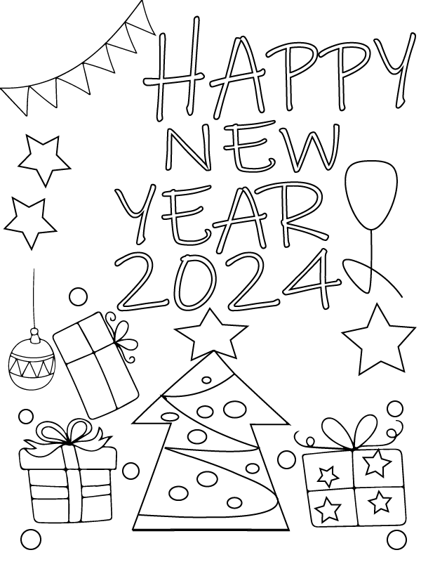 Dibujo de Free New Year Printable Coloring Page para Colorear