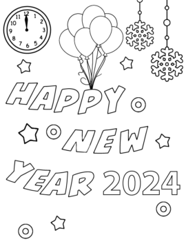 Dibujo de Printable Cheers To 2024 Coloring Page para Colorear