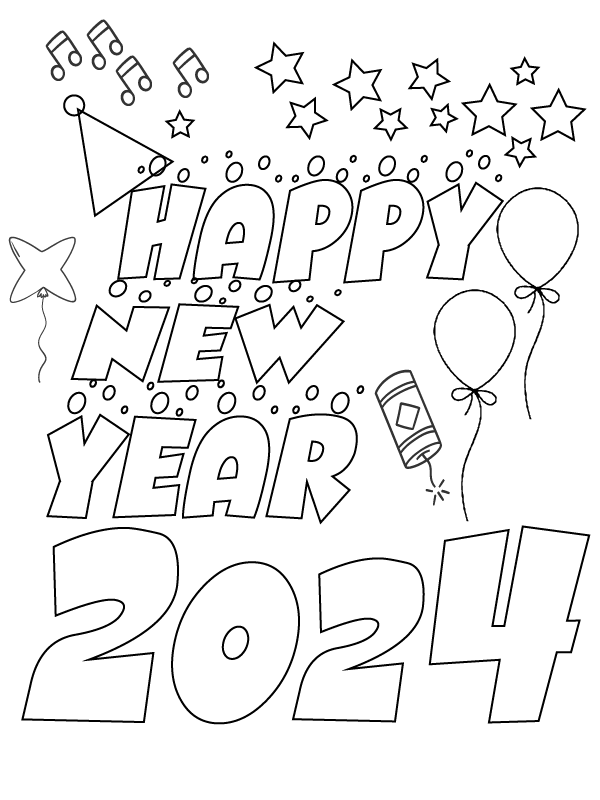 Dibujo de Printable New Year Cheer For Coloring Page para Colorear