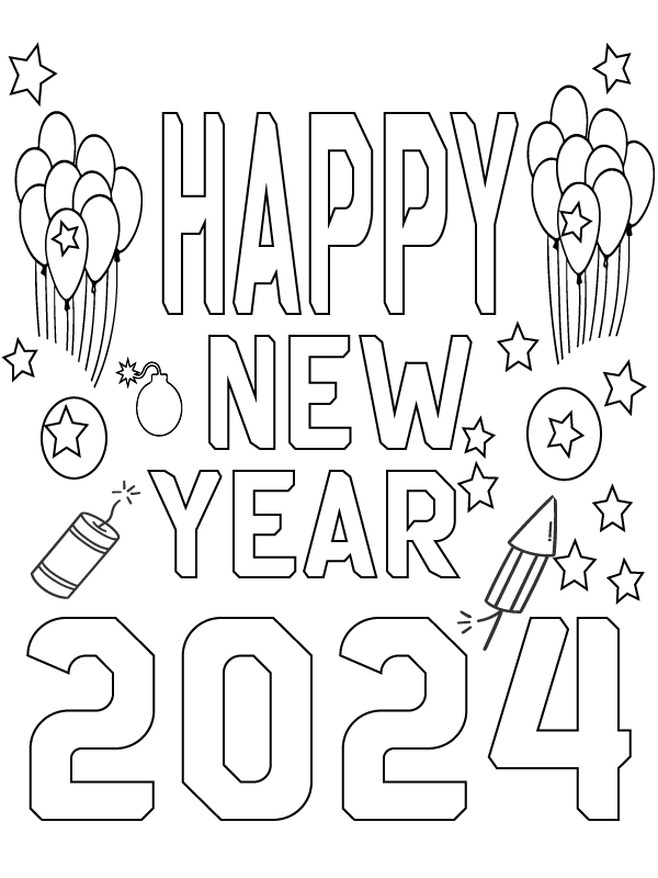 Dibujo de Printable New Years Delight For Coloring Page para Colorear