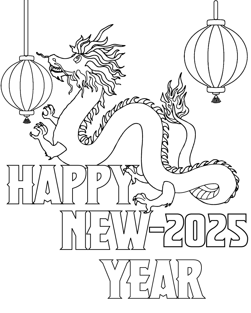 Dibujo de Chinese New Year Free Easy Coloring Page para Colorear