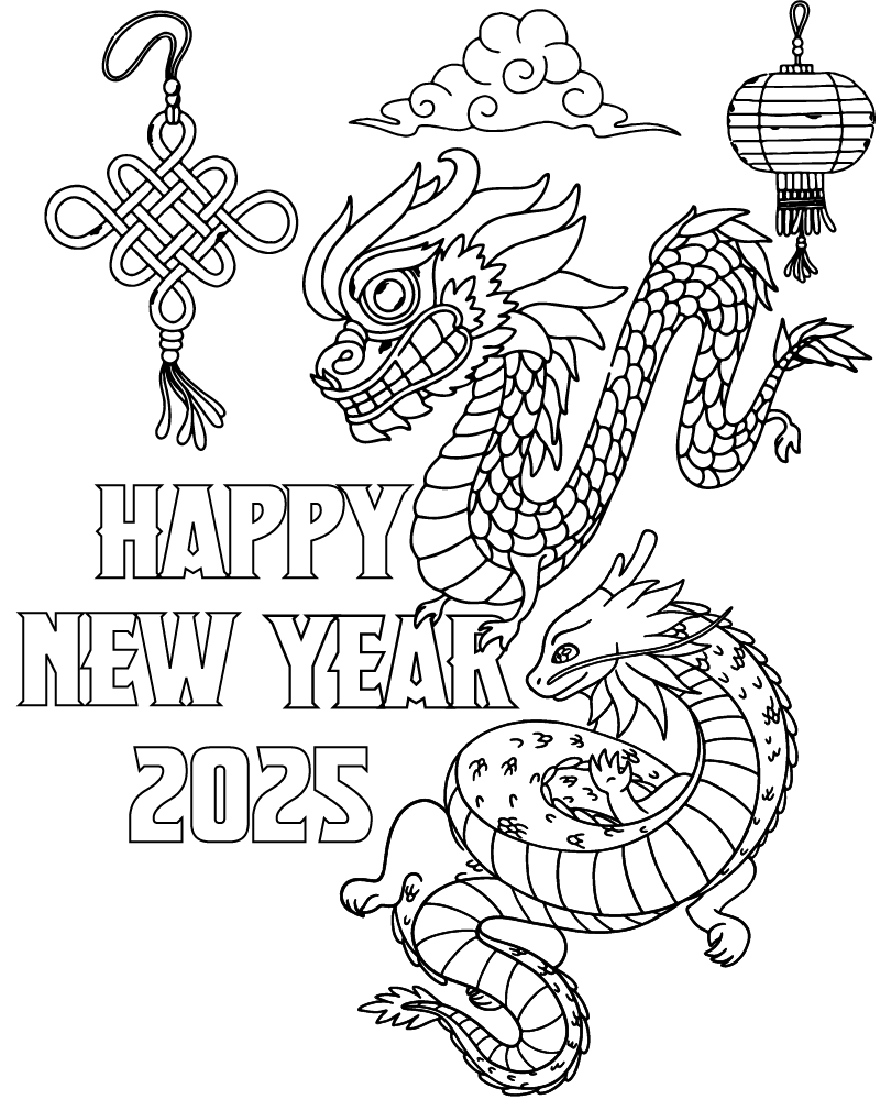Dibujo de Free Chinese New Year dragón Coloring Page para Colorear