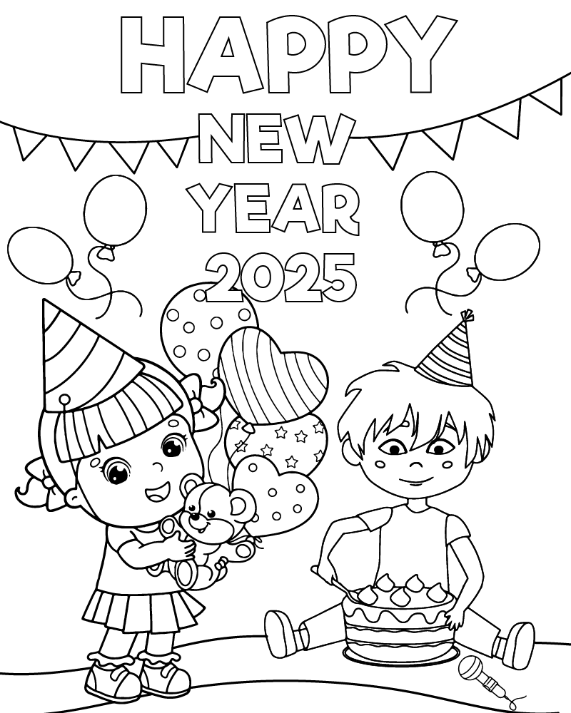 Dibujo de New Year 2025 Coloring Page para Colorear