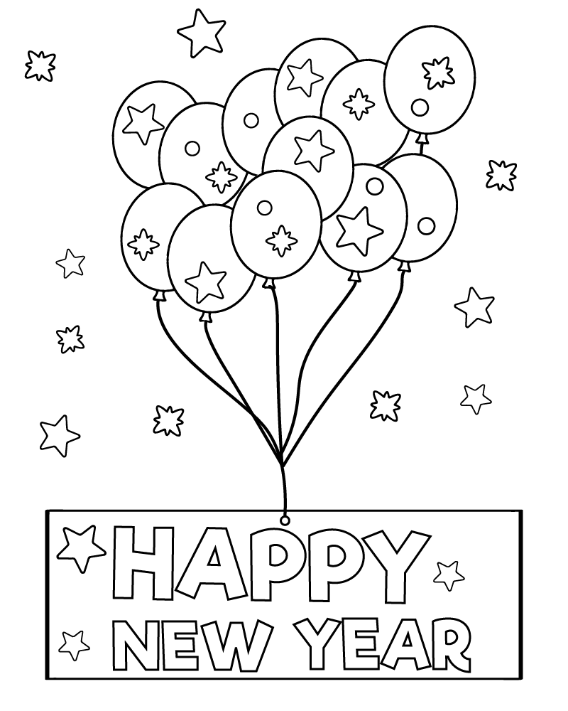 Dibujo de New Year Balloon Coloring Page para Colorear