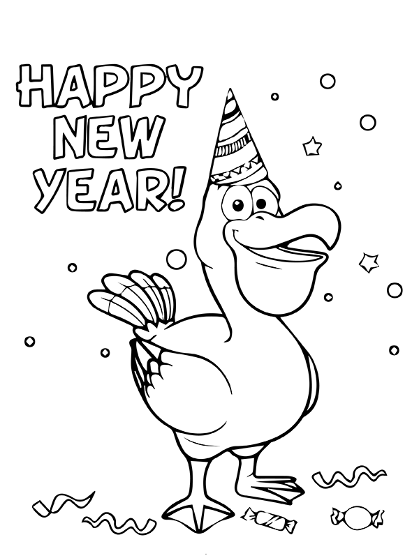 Dibujo de Feliz a o Nuevo con Dise o de Pollo P Gina para Colorear