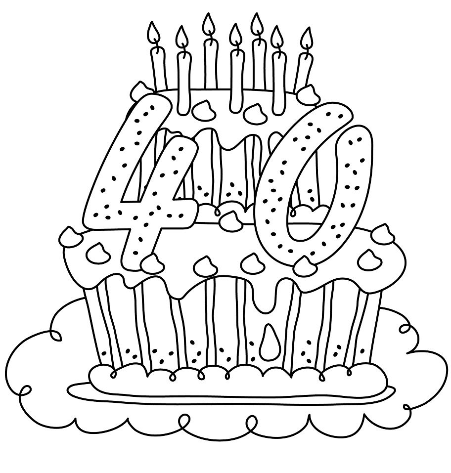 Dibujo de Cumpleaños de 40 años para Colorear