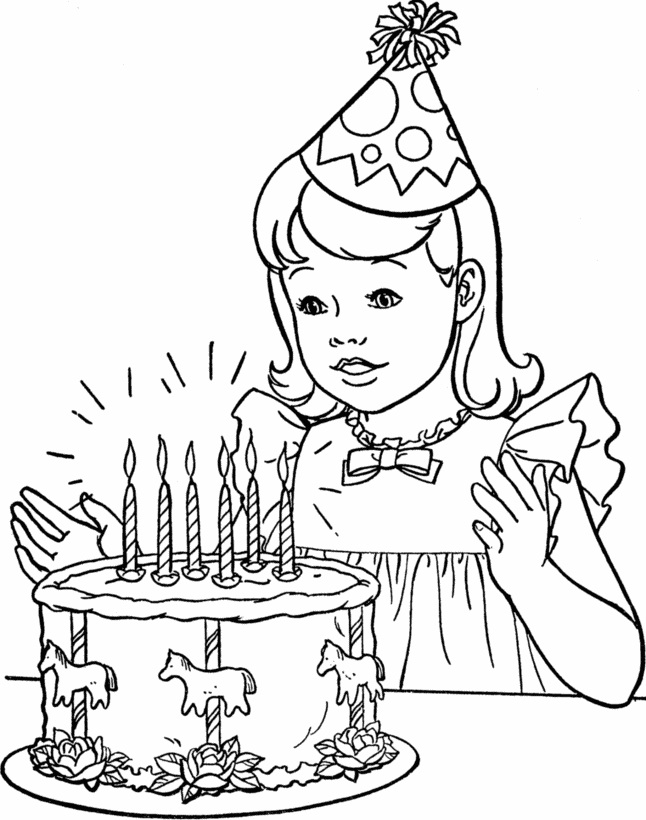 Dibujo de Cumpleaños de niña para Colorear