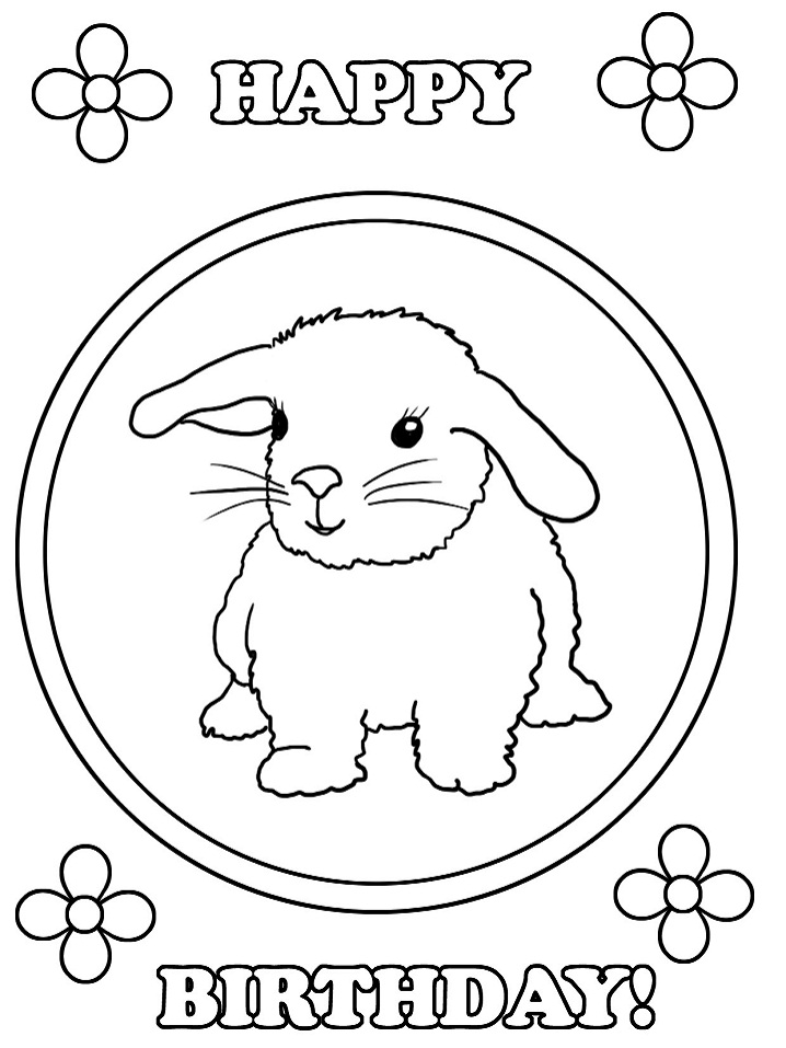 Dibujo de Feliz cumpleaños con Conejito para Colorear