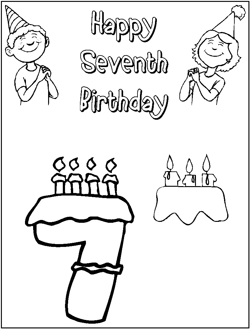 Dibujo de Feliz Septimo cumpleaños para Colorear
