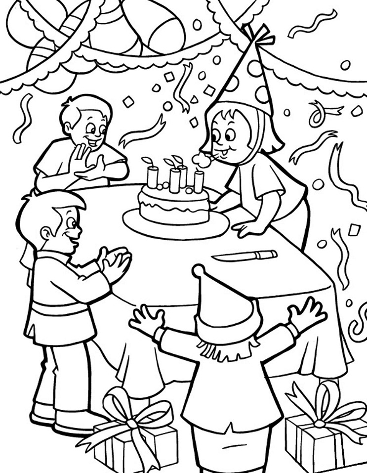 Dibujo de Fiesta de cumpleaños para Colorear