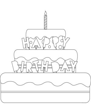 Dibujo de Pastel de cumpleaños para Colorear