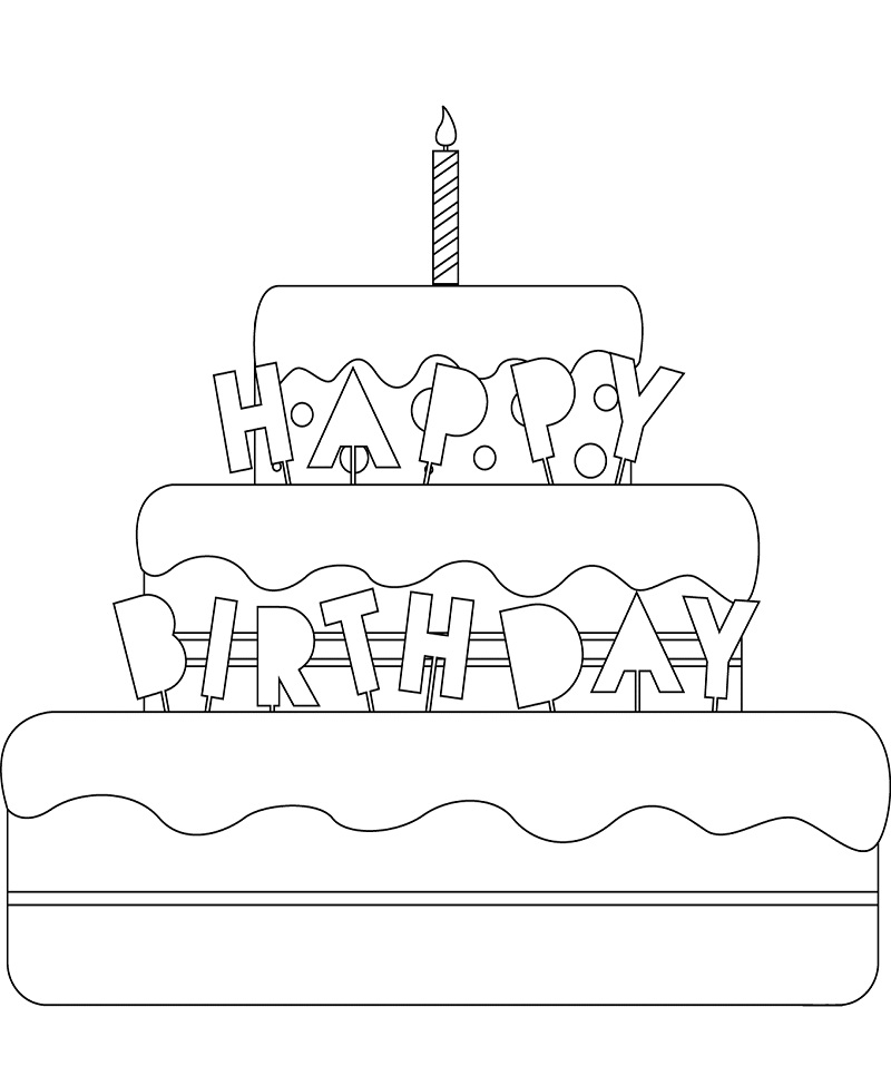 Dibujo de Pastel de cumpleaños para Colorear
