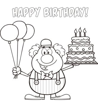 Dibujo de Payaso Feliz Cumplea Os para Colorear