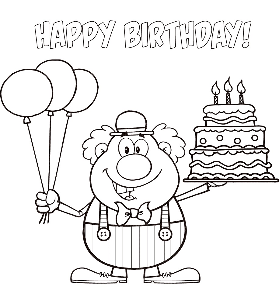Dibujo de Payaso Feliz Cumplea Os para Colorear