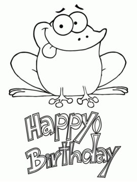 Dibujo de Rana de cumpleaños para Colorear
