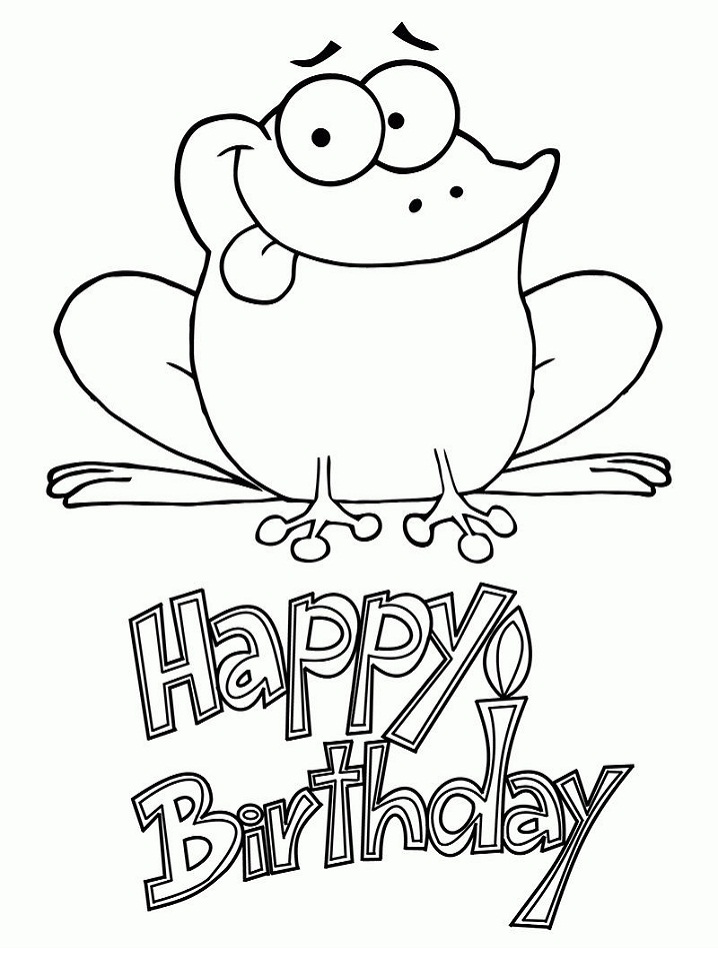 Dibujo de Rana de cumpleaños para Colorear