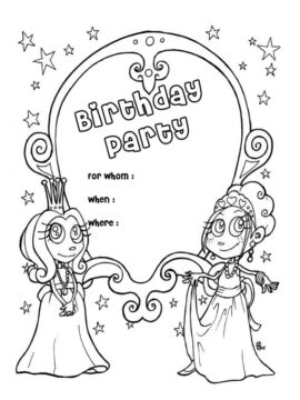 Dibujo de Tarjeta de cumpleaños Preciosa para Colorear