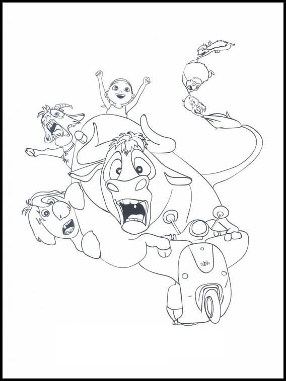 Dibujo de Ferdinand Conduciendo Moto para Colorear