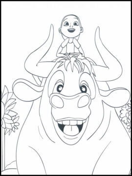 Dibujo de Niña a Caballo Ferdinand para Colorear