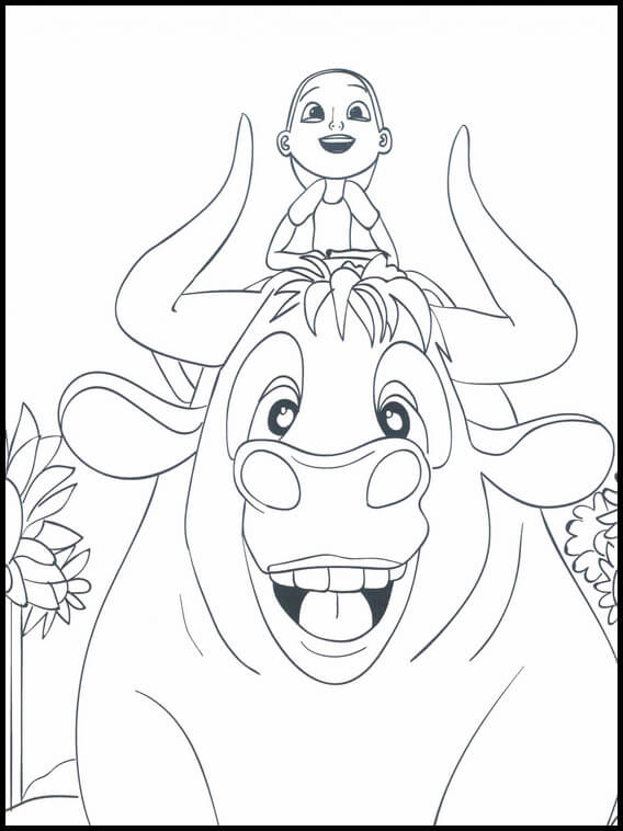 Dibujo de Niña a Caballo Ferdinand para Colorear