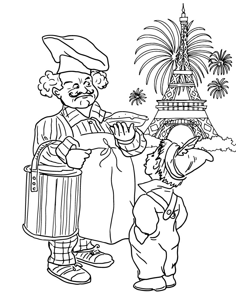 Dibujo de Francophonie Day Cultural Symbols Coloring Page para Colorear