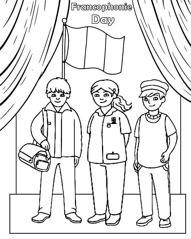 Dibujo de Francophonie Day Flag Coloring Page para Colorear