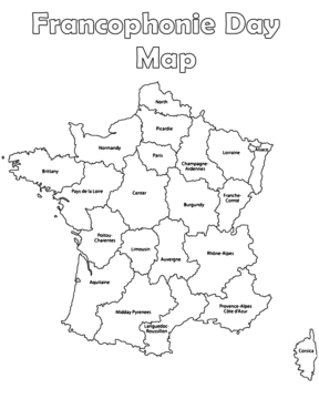 Dibujo de Francophonie Day Map Coloring Page para Colorear