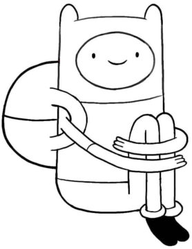 Dibujo de Finn Esta Sentado para Colorear