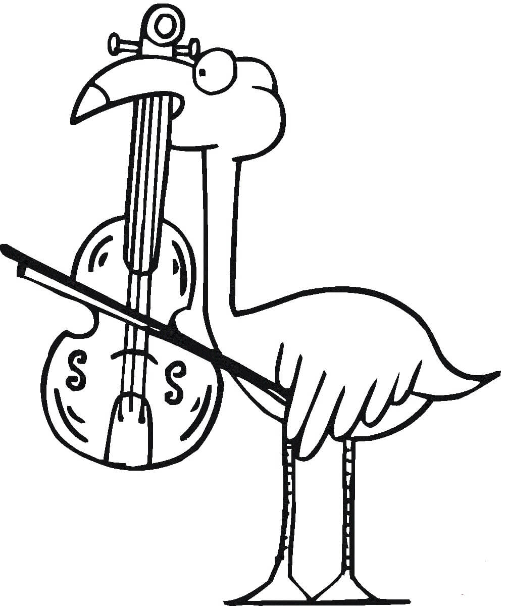 Dibujo de Flamingo Tocando el violín para Colorear