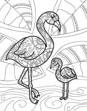 Dibujo de Ki Anne Ve Oul Flamingo Zor para Colorear