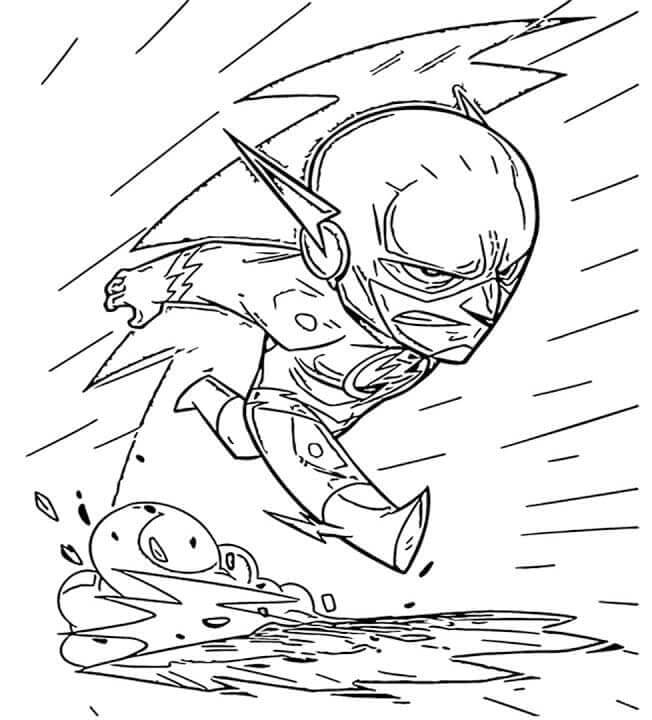 Dibujo de Enfriar Chibi Flash Corriendo para Colorear