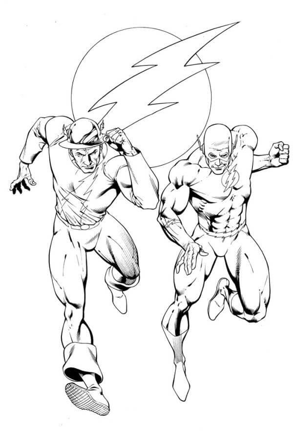 Dibujo de Flash y Amigo Corriendo para Colorear