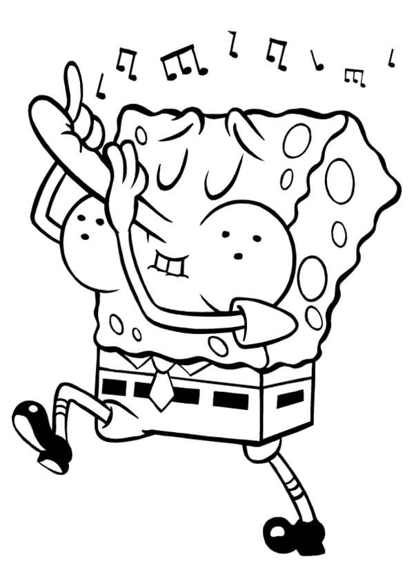 Dibujo de Bob Esponja Toca la Flauta para Colorear