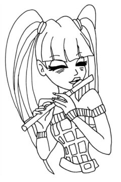 Dibujo de Musa Toca la Flauta para Colorear