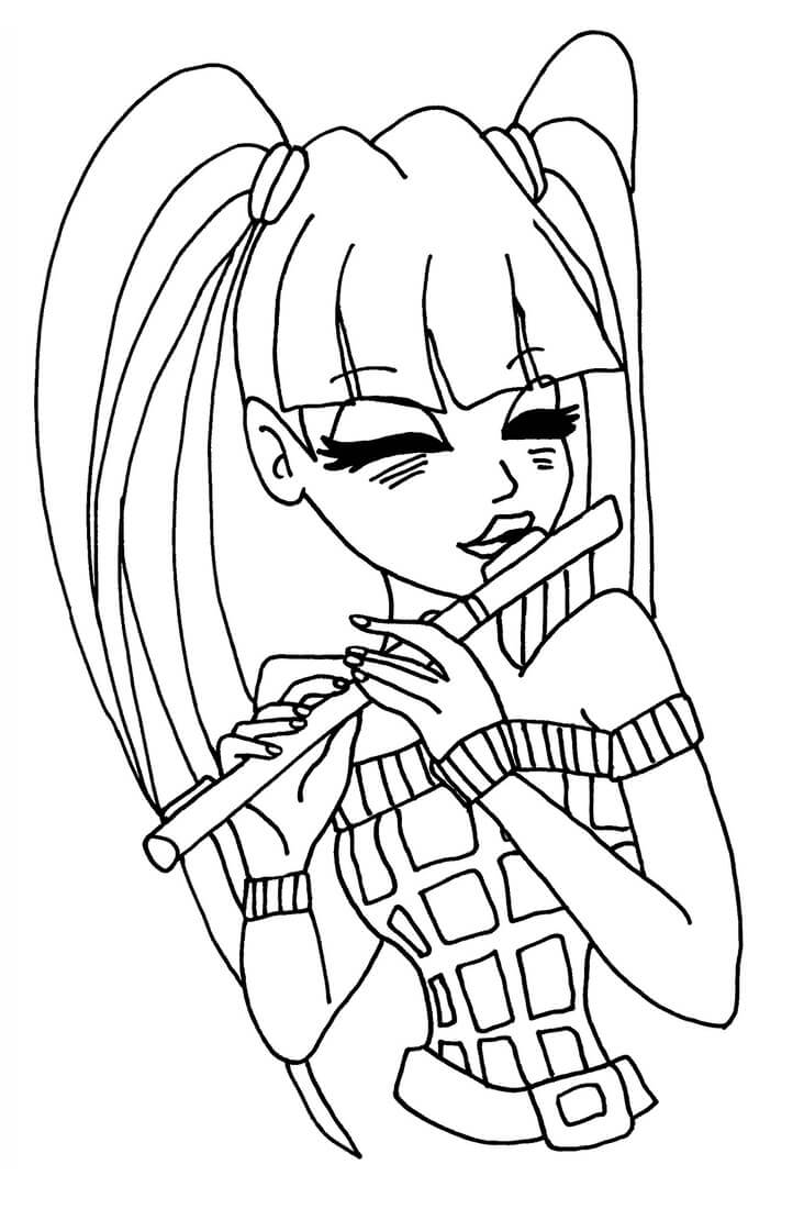 Dibujo de Musa Toca la Flauta para Colorear