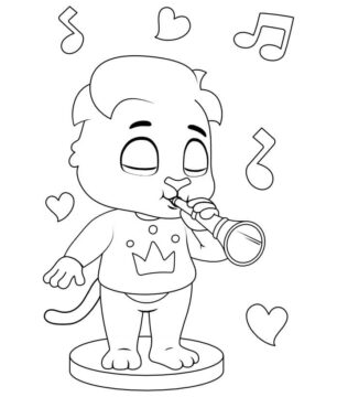 Dibujo de Personaje de Dibujos Animados Tocando la Flauta para Colorear
