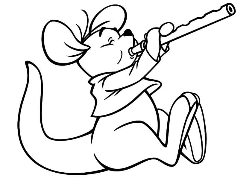 Dibujo de Ratn Tocando la Flauta para Colorear
