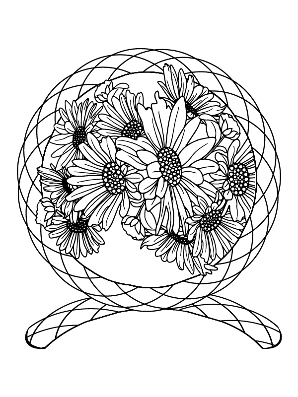 Dibujo de Circle Flower Printable Coloring Pagepng para Colorear