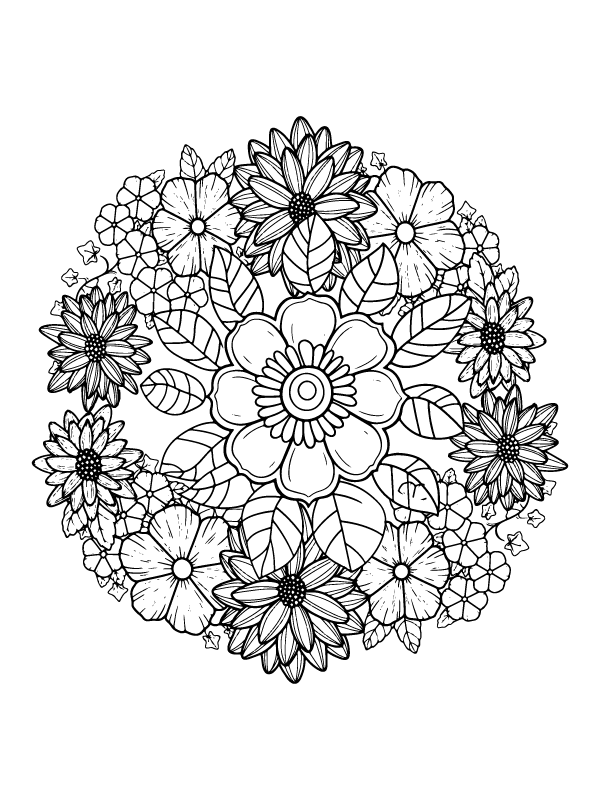Dibujo de Circling Flower Printable Coloring Pagepng para Colorear