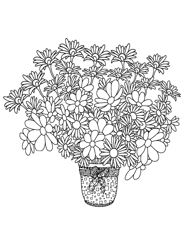 Dibujo de Complicated Flowers In a Vase Coloring Pagepng para Colorear