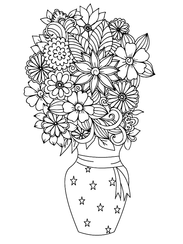 Dibujo de Flower In a Vase Coloring Pagepng para Colorear